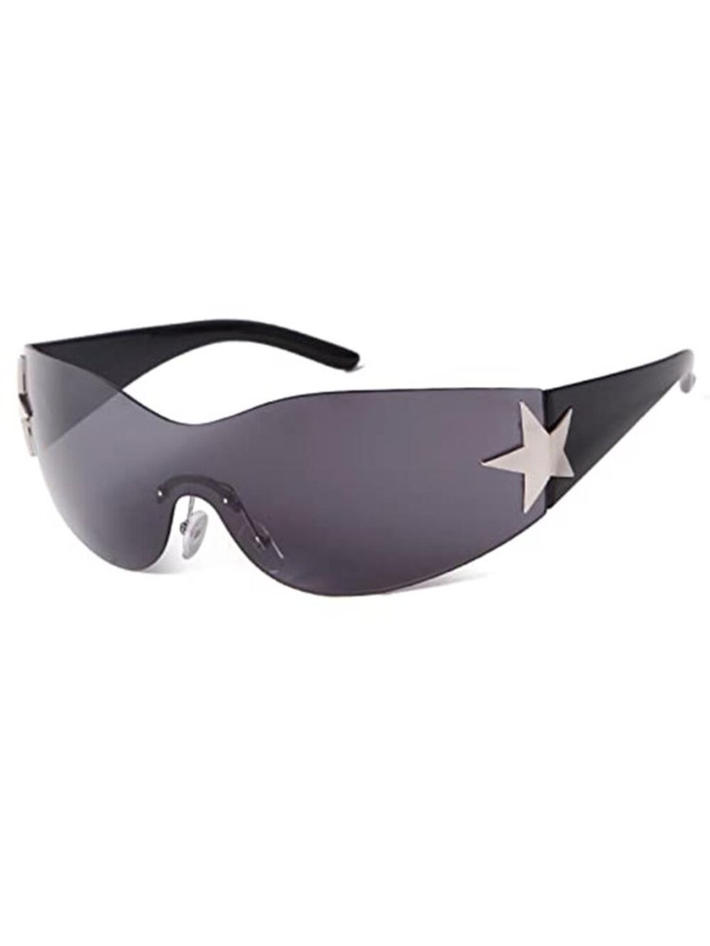 Fashion Rimless Y2K Sunglasses for Women Men, Trendy Shield Wrap Around